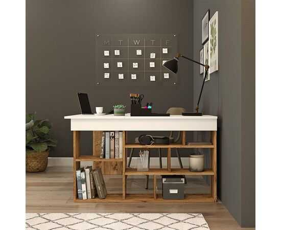 Γραφείο γωνιακό Rosaline pakoworld λευκό-oak 120x129x72εκ - ΓΡΑΦΕΙΑ στο Milonadakis.gr
