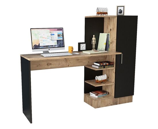 Γραφείο-ραφιέρα Kary pakoworld μαύρο-oak 152,5x40x120εκ - ΓΡΑΦΕΙΑ στο Milonadakis.gr