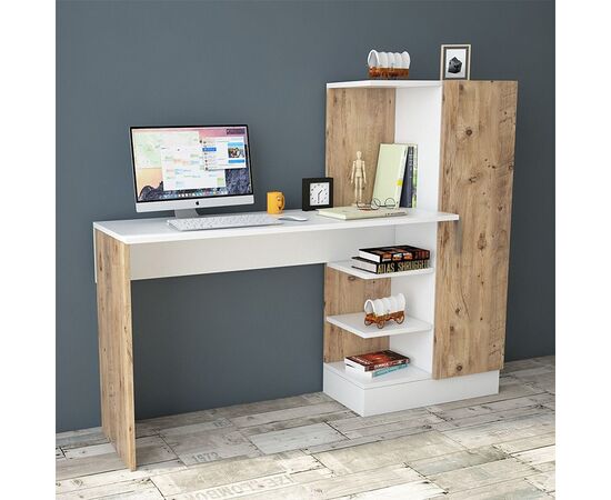 Γραφείο-ραφιέρα Kary pakoworld λευκό-oak 152,5x40x120εκ - ΓΡΑΦΕΙΑ στο Milonadakis.gr