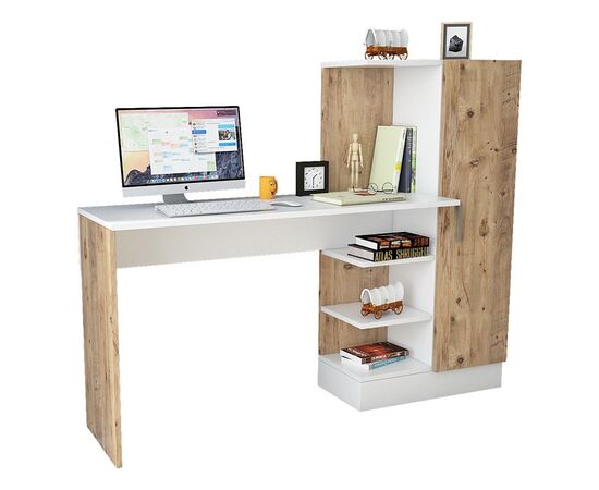 Γραφείο-ραφιέρα Kary pakoworld λευκό-oak 152,5x40x120εκ - ΓΡΑΦΕΙΑ στο Milonadakis.gr