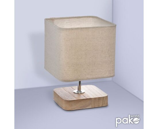 Επιτραπέζιο φωτιστικό Sand pakoworld Ε14 ξύλινο μεταλλικό φυσικό-εκρού 15x15x21εκ - ΕΠΙΤΡΑΠΕΖΙΑ ΦΩΤΙΣΤΙΚΑ στο Milonadakis.gr