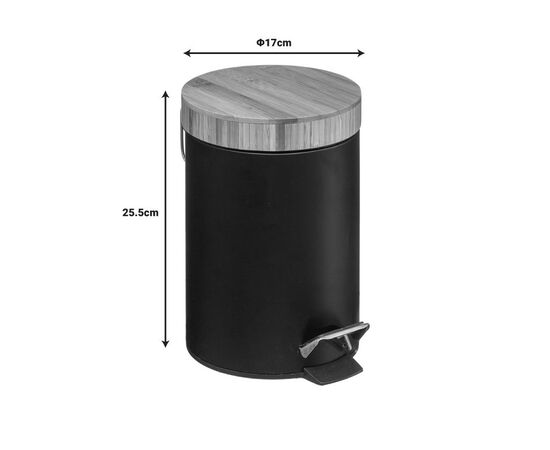 Κάδος απορριμμάτων 3L Dustbin pakoworld μέταλλο-pp μαύρο-oak - ΟΡΓΑΝΩΣΗ ΣΠΙΤΙΟΥ στο Milonadakis.gr
