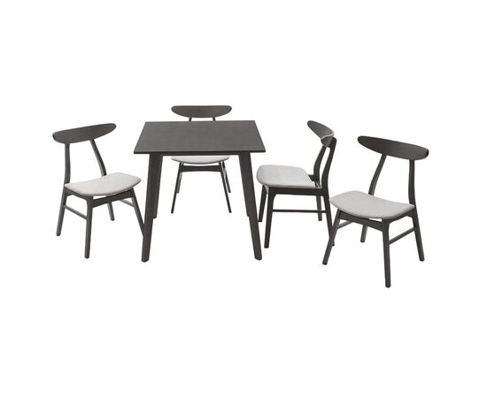 Tραπεζαρία Benson - Orlean pakoworld σετ 5τμχ rustic grey - ύφασμα γκρι 80x80x75εκ - ΤΡΑΠΕΖΑΡΙΕΣ στο Milonadakis.gr