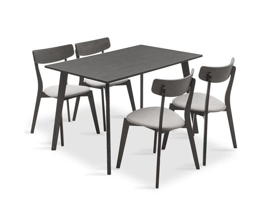 Tραπεζαρία Benson - Toto pakoworld σετ 5τμχ rustic grey - ύφασμα γκρι 120x75x75εκ - ΤΡΑΠΕΖΑΡΙΕΣ στο Milonadakis.gr