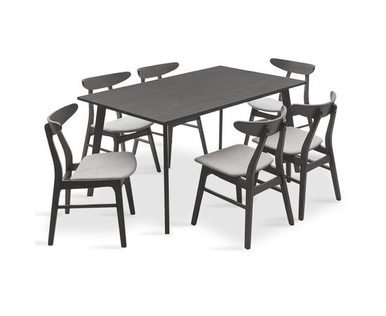 Tραπεζαρία Benson - Orlean pakoworld σετ 7τμχ rustic grey - ύφασμα γκρι 150x90x75εκ - ΤΡΑΠΕΖΑΡΙΕΣ στο Milonadakis.gr