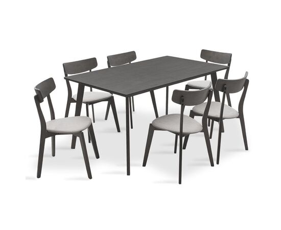 Tραπεζαρία Benson - Toto pakoworld σετ 7τμχ rustic grey - ύφασμα γκρι 150x90x75εκ - ΤΡΑΠΕΖΑΡΙΕΣ στο Milonadakis.gr