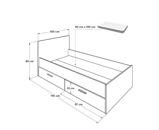 Κρεβάτι Maeve pakoworld λευκό-sonoma αποθηκευτικός χώρος 90x190εκ - ΚΡΕΒΑΤΙΑ στο Milonadakis.gr