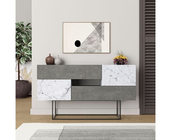Μπουφές Roberta pakoworld γκρι antique-λευκό μαρμάρου 145x40x82εκ - ΜΠΟΥΦΕΔΕΣ-ΚΟΝΣΟΛΕΣ στο Milonadakis.gr