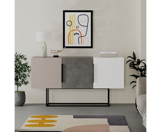 Μπουφές Estella pakoworld γκρι antique-μόκα-λευκό 150x42x79.5εκ - ΜΠΟΥΦΕΔΕΣ-ΚΟΝΣΟΛΕΣ στο Milonadakis.gr