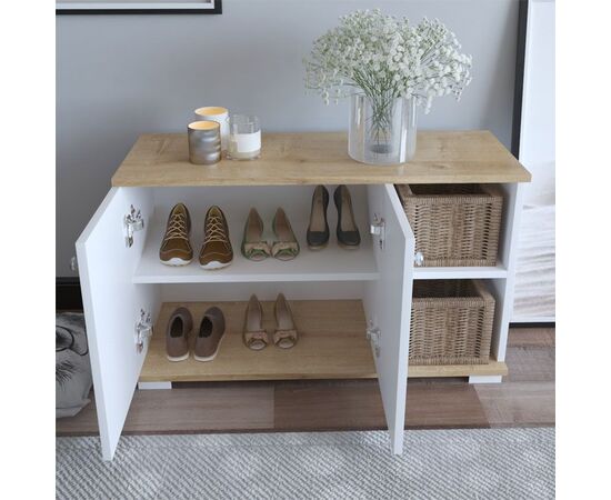 Έπιπλο εισόδου Deril pakoworld λευκό-sonoma 90x33x52.5εκ - ΝΤΟΥΛΑΠΙΑ - ΠΑΠΟΥΤΣΟΘΗΚΕΣ στο Milonadakis.gr