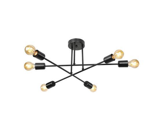 Φωτιστικό οροφής εξάφωτο PWL-1122 pakoworld Ε27 μαύρο Φ61x25εκ - ΦΩΤΙΣΤΙΚΑ ΟΡΟΦΗΣ στο Milonadakis.gr