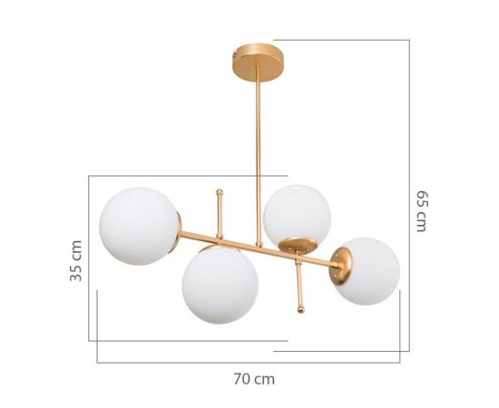 Φωτιστικό οροφής τετράφωτο PWL-1128 pakoworld Ε27 χρυσό 70x20x35εκ - ΦΩΤΙΣΤΙΚΑ ΟΡΟΦΗΣ στο Milonadakis.gr