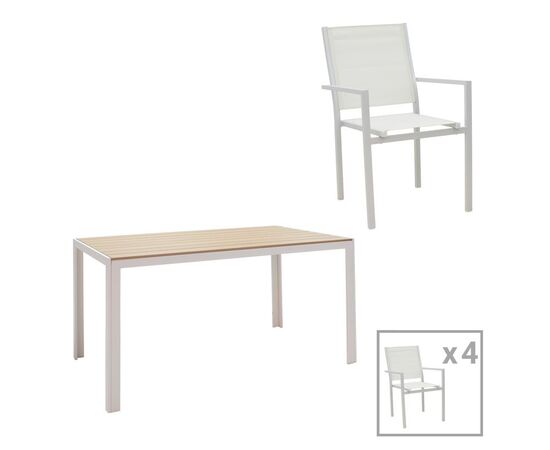 Τραπεζαρία Zacreta-Nares σετ 5τεμ pakoworld λευκό-φυσικό 140x80x72.5εκ - ΣΕΤ ΤΡΑΠΕΖΑΡΙΕΣ στο Milonadakis.gr
