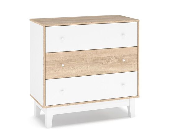Συρταριέρα Awell pakoworld 3ων συρταριών sonoma-λευκό 90x44x88,5εκ - ΣΥΡΤΑΡΙΕΡΕΣ - ΤΟΥΑΛΕΤΕΣ στο Milonadakis.gr