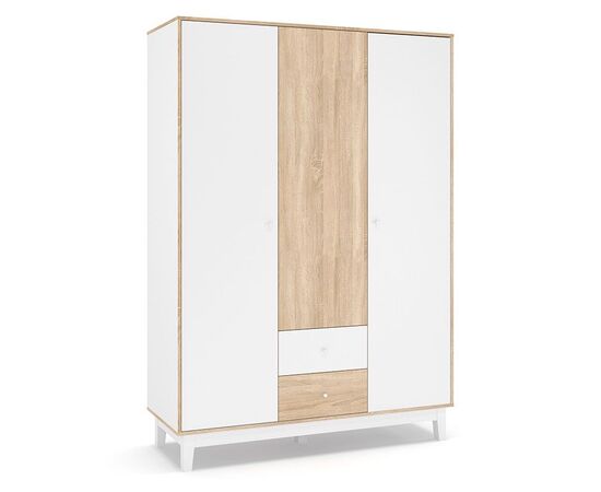 Ντουλάπα Awell pakoworld τρίφυλλη sonoma-λευκό 153.5x54.5x216εκ - ΝΤΟΥΛΑΠΕΣ στο Milonadakis.gr