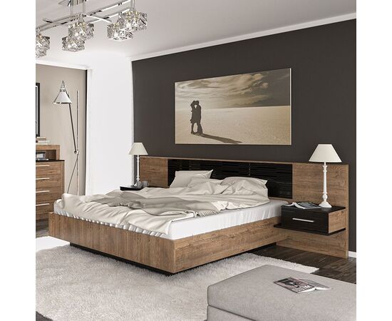 Κρεβάτι Romilly pakoworld μαύρο gloss-καρυδί 160x200εκ - ΚΡΕΒΑΤΙΑ στο Milonadakis.gr
