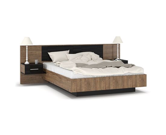 Κρεβάτι Romilly pakoworld μαύρο gloss-καρυδί 160x200εκ - ΚΡΕΒΑΤΙΑ στο Milonadakis.gr