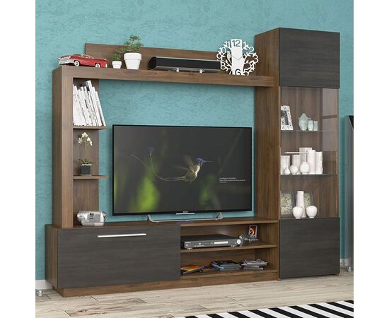 Σύνθετο σαλονιού June pakoworld καρυδί-wenge 204x35x177εκ - ΣΥΝΘΕΣΕΙΣ ΣΑΛΟΝΙΟΥ στο Milonadakis.gr