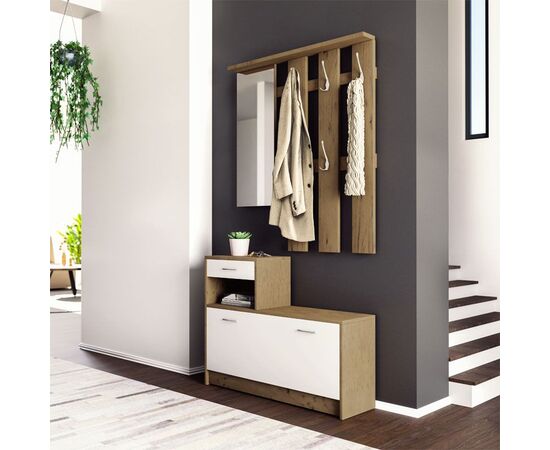Έπιπλο εισόδου Jamie pakoworld καρυδί-λευκό 100x27,5x187εκ - ΕΠΙΠΛΑ ΕΙΣΟΔΟΥ στο Milonadakis.gr