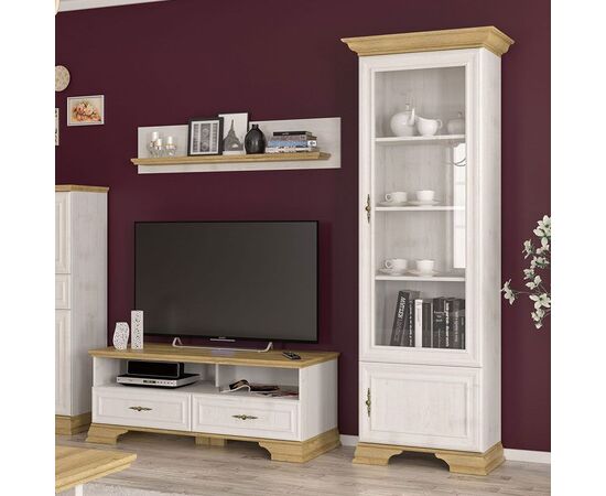 Βιτρίνα Jaden pakoworld golden oak-λευκό antique 70,5x43x197,5εκ - ΒΙΤΡΙΝΕΣ στο Milonadakis.gr