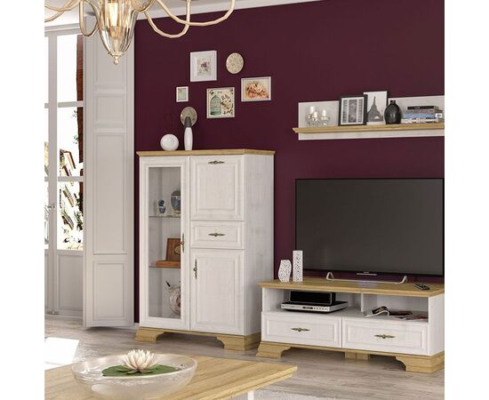 Βιτρίνα Jaden pakoworld golden oak-λευκό antique 93,5x39x133εκ - ΒΙΤΡΙΝΕΣ στο Milonadakis.gr