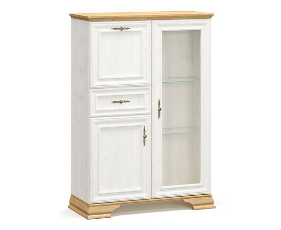 Βιτρίνα Jaden pakoworld golden oak-λευκό antique 93,5x39x133εκ - ΒΙΤΡΙΝΕΣ στο Milonadakis.gr