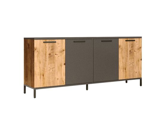 Μπουφές Kermit pakoworld ανθρακί-oak 160x40x72εκ - ΜΠΟΥΦΕΔΕΣ-ΚΟΝΣΟΛΕΣ στο Milonadakis.gr