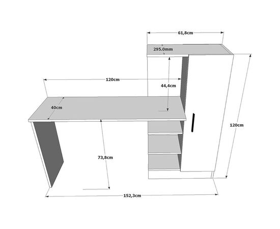 Γραφείο-ραφιέρα Kary pakoworld μαύρο-oak 152,5x40x120εκ - ΓΡΑΦΕΙΑ στο Milonadakis.gr