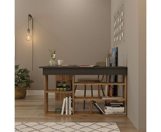 Γραφείο γωνιακό Rosaline pakoworld ανθρακί-oak 120x129x72εκ - ΓΡΑΦΕΙΑ στο Milonadakis.gr