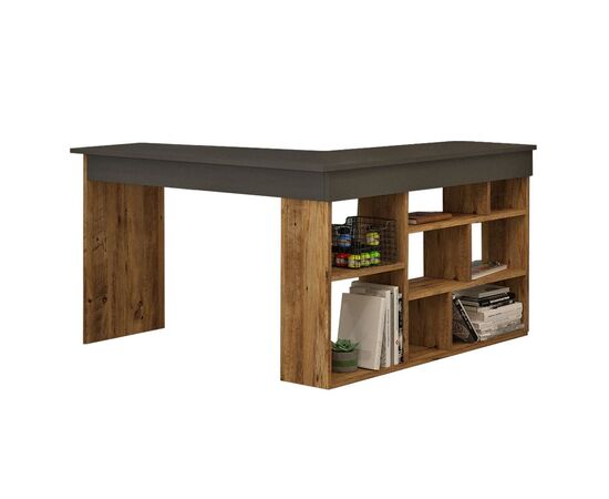 Γραφείο γωνιακό Rosaline pakoworld ανθρακί-oak 120x129x72εκ - ΓΡΑΦΕΙΑ στο Milonadakis.gr
