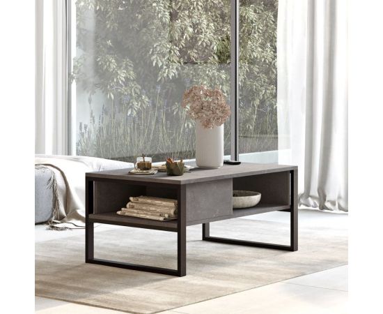 Τραπέζι σαλονιού Honora pakoworld ανθρακί antique-μαύρο 100x60x44.5εκ - ΤΡΑΠΕΖΑΚΙΑ ΣΑΛΟΝΙΟΥ στο Milonadakis.gr