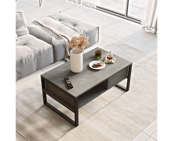 Τραπέζι σαλονιού Honora pakoworld ανθρακί antique-μαύρο 100x60x44.5εκ - ΤΡΑΠΕΖΑΚΙΑ ΣΑΛΟΝΙΟΥ στο Milonadakis.gr