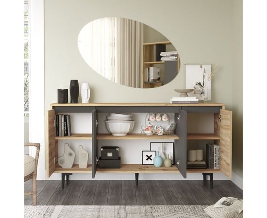 Μπουφές Augusta pakoworld oak-ανθρακί 160x40x78.5εκ - ΜΠΟΥΦΕΔΕΣ-ΚΟΝΣΟΛΕΣ στο Milonadakis.gr