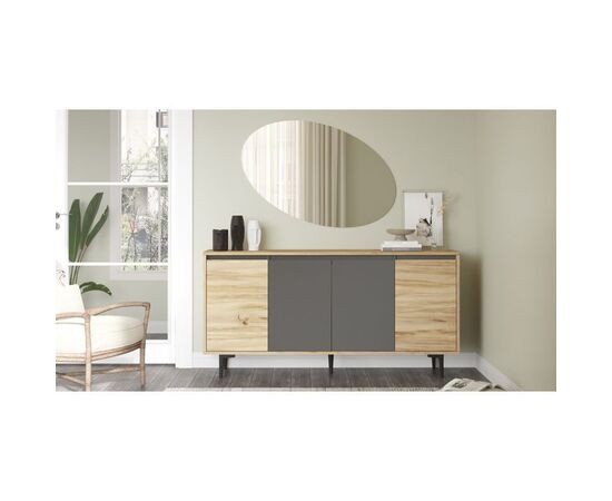 Μπουφές Augusta pakoworld oak-ανθρακί 160x40x78.5εκ - ΜΠΟΥΦΕΔΕΣ-ΚΟΝΣΟΛΕΣ στο Milonadakis.gr