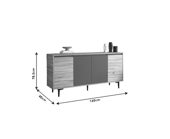 Μπουφές Augusta pakoworld oak-ανθρακί 160x40x78.5εκ - ΜΠΟΥΦΕΔΕΣ-ΚΟΝΣΟΛΕΣ στο Milonadakis.gr