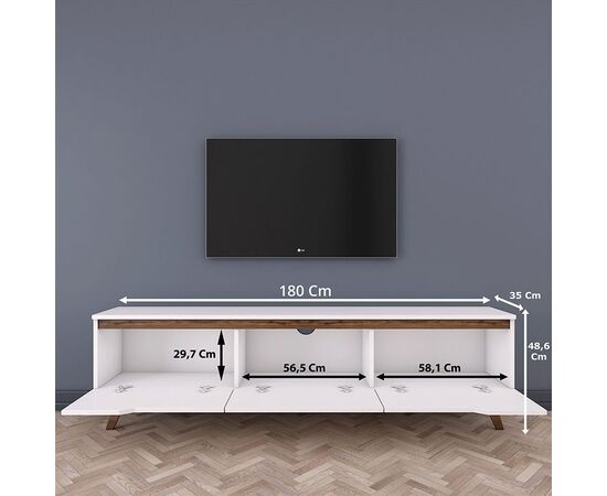 Έπιπλο τηλεόρασης Kasandra pakoworld λευκό-καρυδί 180x35x48,5εκ - ΕΠΙΠΛΑ ΤΗΛΕΟΡΑΣΗΣ στο Milonadakis.gr