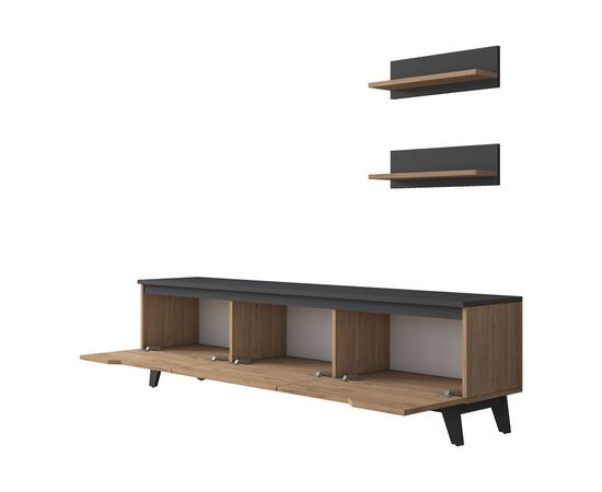 Σύνθετο σαλονιού Kasia pakoworld oak-ανθρακί 180x35x48,5εκ - ΣΥΝΘΕΣΕΙΣ ΣΑΛΟΝΙΟΥ στο Milonadakis.gr