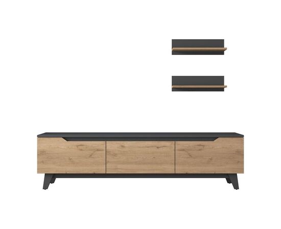Σύνθετο σαλονιού Kasia pakoworld oak-ανθρακί 180x35x48,5εκ - ΣΥΝΘΕΣΕΙΣ ΣΑΛΟΝΙΟΥ στο Milonadakis.gr