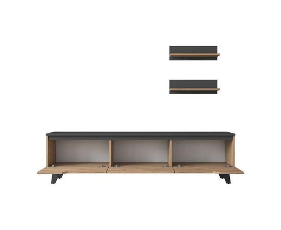 Σύνθετο σαλονιού Kasia pakoworld oak-ανθρακί 180x35x48,5εκ - ΣΥΝΘΕΣΕΙΣ ΣΑΛΟΝΙΟΥ στο Milonadakis.gr