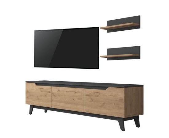 Σύνθετο σαλονιού Kasia pakoworld oak-ανθρακί 180x35x48,5εκ - ΣΥΝΘΕΣΕΙΣ ΣΑΛΟΝΙΟΥ στο Milonadakis.gr