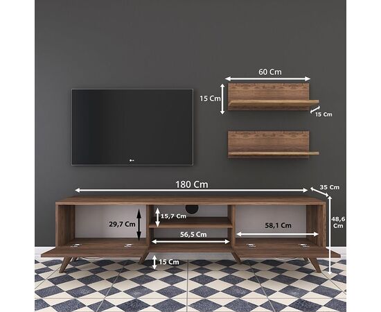 Σύνθετο σαλονιού Jasmine pakoworld καρυδί 180x35x48.5εκ - ΣΥΝΘΕΣΕΙΣ ΣΑΛΟΝΙΟΥ στο Milonadakis.gr