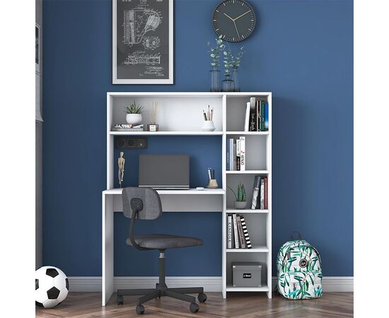 Γραφείο με βιβλιοθήκη Janson pakoworld λευκό 113x40x142εκ - ΓΡΑΦΕΙΑ στο Milonadakis.gr