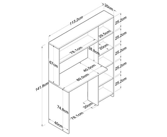Γραφείο με βιβλιοθήκη Janson pakoworld λευκό 113x40x142εκ - ΓΡΑΦΕΙΑ στο Milonadakis.gr