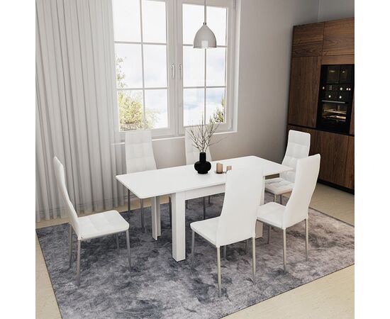 Τραπέζι Quiin pakoworld επεκτεινόμενο λευκό 120-164x70x73.5εκ - ΤΡΑΠΕΖΙΑ ΚΟΥΖΙΝΑΣ στο Milonadakis.gr