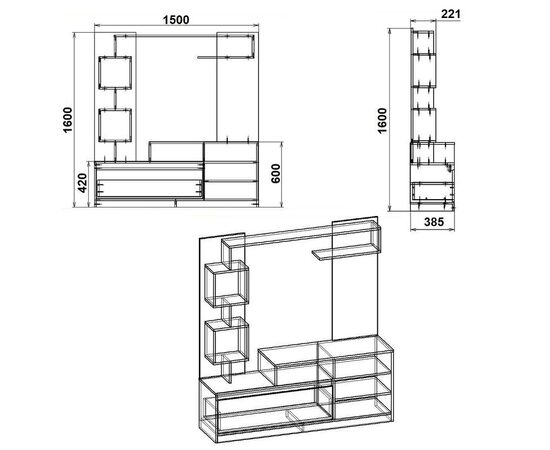 Σύνθετο σαλονιού Aiden pakoworld sonoma-λευκό 150x38.5x160εκ - ΣΥΝΘΕΣΕΙΣ ΣΑΛΟΝΙΟΥ στο Milonadakis.gr