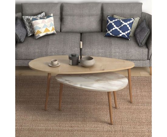 Τραπέζι σαλονιού Monty pakoworld oak-μπεζ μαρμάρου 116x46x46εκ - ΤΡΑΠΕΖΑΚΙΑ ΣΑΛΟΝΙΟΥ στο Milonadakis.gr