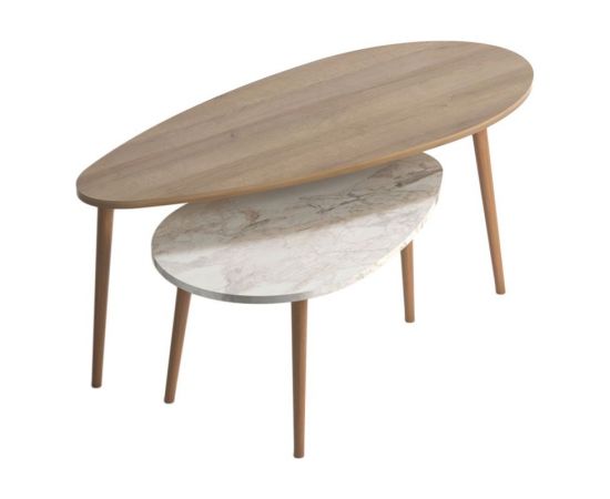 Τραπέζι σαλονιού Monty pakoworld oak-μπεζ μαρμάρου 116x46x46εκ - ΤΡΑΠΕΖΑΚΙΑ ΣΑΛΟΝΙΟΥ στο Milonadakis.gr