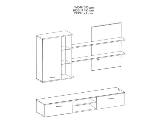 Σύνθετο σαλονιού Salome pakoworld LED wenge 200x41x190εκ - ΣΥΝΘΕΣΕΙΣ ΣΑΛΟΝΙΟΥ στο Milonadakis.gr