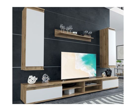 Σύνθετο σαλονιού Sandro pakoworld καρυδί-λευκό 175x37x160εκ - ΣΥΝΘΕΣΕΙΣ ΣΑΛΟΝΙΟΥ στο Milonadakis.gr
