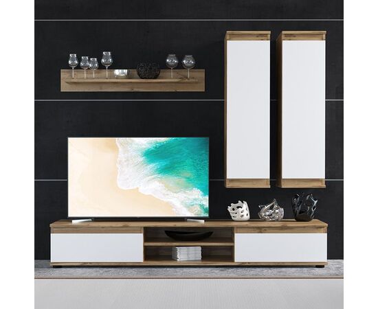 Σύνθετο σαλονιού Sandro pakoworld καρυδί-λευκό 175x37x160εκ - ΣΥΝΘΕΣΕΙΣ ΣΑΛΟΝΙΟΥ στο Milonadakis.gr
